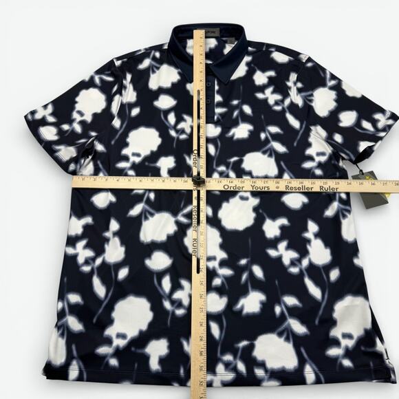 G FORE Blur Floral Tech Jersey Polo Mens XXL Performance Golf UPF 50 New - Picture 6 of 12